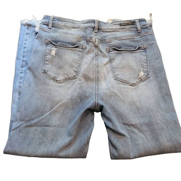 Risen Jeans Women's 32 Blue Melina High Rise Straight Leg Distressed Ripped - Picture 2 of 4